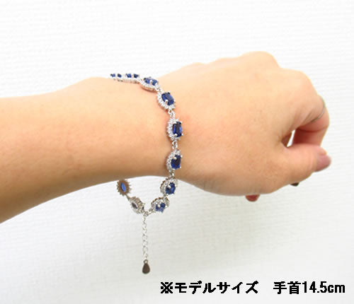 ネパール産ブルーカイアナイトブレスレット6x4mmシルバー925 14Kホワイトゴールドメッキ パワーストーン アクセサリー ジュエリー j-kay003