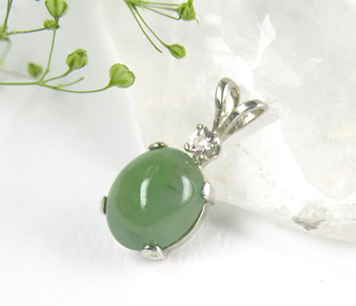 3.98ct ジェダイト ヒスイ・本翡翠& アゼツライト H&E社製 シルバー ペンダント P1jade003