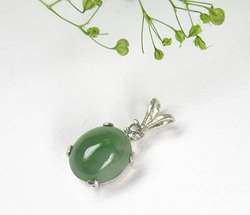 3.98ct ジェダイト ヒスイ・本翡翠& アゼツライト H&E社製 シルバー ペンダント P1jade003