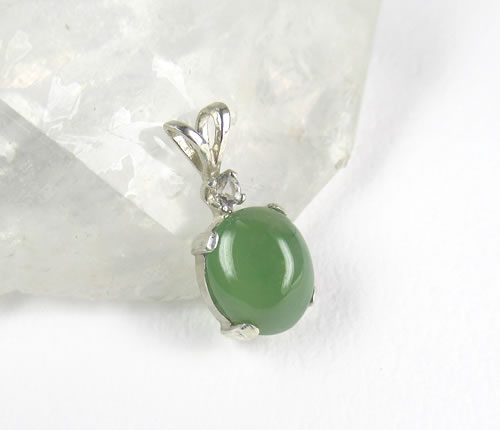 3.98ct ジェダイト ヒスイ・本翡翠& アゼツライト H&E社製 シルバー ペンダント P1jade003