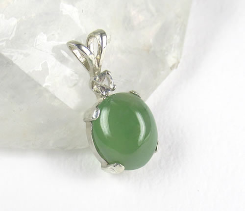 3.98ct ジェダイト ヒスイ・本翡翠& アゼツライト H&E社製 シルバー ペンダント P1jade003